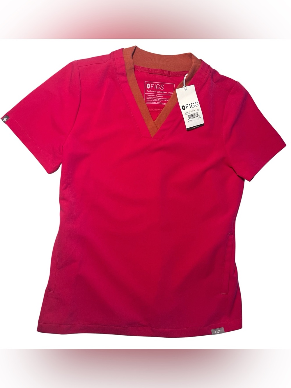 🩷🧡Figs Ultra Rose/ Terracotta Oran Slim top size XXS NWT